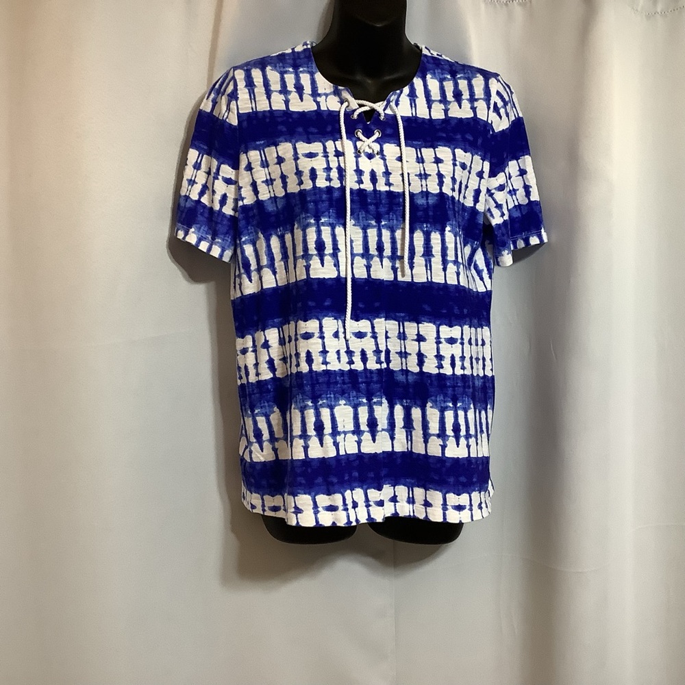 Alia Top Women’s Size SP Blue and White Tie-Dye Lace Up